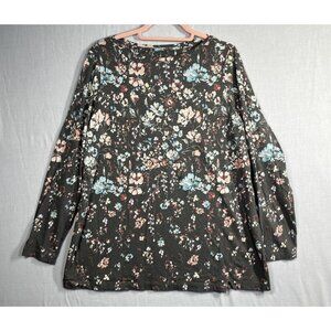 Pure Jill Tunic Womens Large Tall Asymmetric Floral Organic Cotton